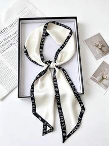 1pc Long Strip Double-Sided Letter Print Silk-Feel Scarf, Suitable For Women, Spring/Autumn/Summer Neck Protection, Scarf, Shirt, Jeans, Belt, Bag Wrap, Hair Tie, Headband - Multicolor - View 6