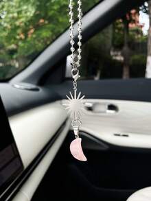 日月車用吊飾，創意車內後視鏡裝飾吊墜，人造石月亮吊墜，完美節日禮物 - 太陽月亮 - 查看 7