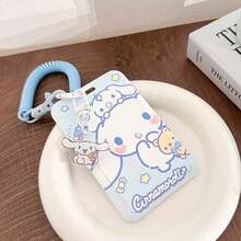 MINISO Sweet Sanrio Pochacco Cinnamonroll 垂直滑動卡套，可愛卡通角色 ID 識別證套，附彈性螺旋圈手腕掛繩，返校季女學生禮物 - 樣式 1 - 查看 6