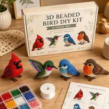Handmade Fun, 4PCS Beading Material Kit, DIY 3D Embroidery Kit, Simple Fun Sewing Kit For Arts And Crafts, DIY Art Set Sewing Animals 250th Anniversary Style Material Kit (1 Set) Suitable For Holiday Handmade Gifts - Multicolor - View 2