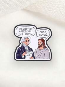 "We The People" Funny Jesus & Founding Father Enamel Pin, Unique Gift Idea, Perfect For Collectors, Durable Design, Eye-Catching Accessory - Multicolor - View 5