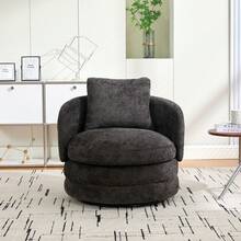 30" Living Room Rotating Decorative Chair(1PC), 360 ° Rotatable Bucket Shaped Sofa Chair, Chenille Armchair,Extra Super Soft Pillows As A Gift,Ergonomic Design,Suitable For Various Scenarios Such As Living Rooms, Bedrooms, Balconies, Etc - 深灰色-可旋轉裝飾椅+抱枕-雪尼爾 - 查看 9
