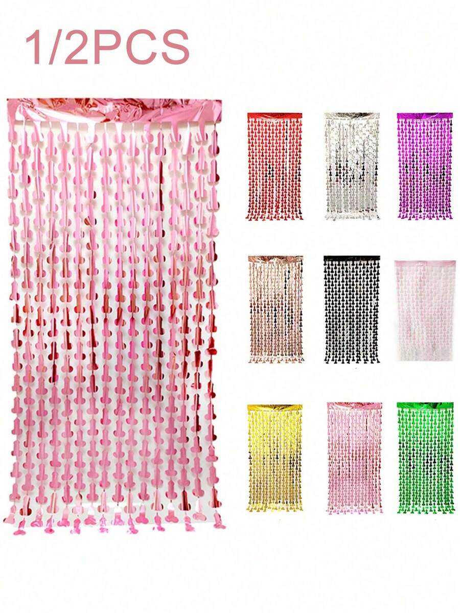 1/2pcs Adult Backdrop Fringe, Single Party Decor, Metallic Foil Fringe Streamers, Perfect For Party, Home And Holiday Decor, Party Streamers, Single Party Decoration