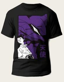 2025 Nuevo siglo  Classic Ayanami Impreso Negro Loose Fit Bestseller Super Skin Friendly Camiseta grande Camisetas - SE3 - Ver 1