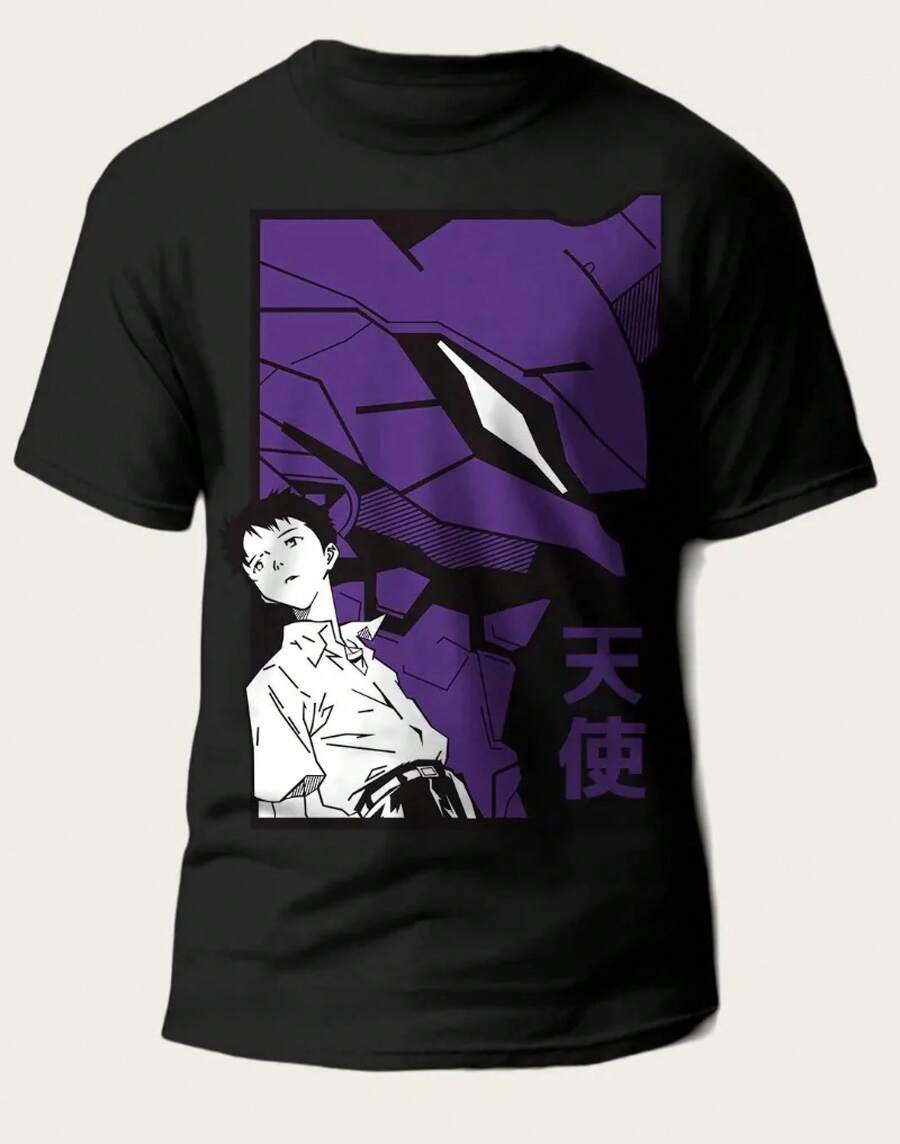2025 Nuevo siglo Classic Ayanami Impreso Negro Loose Fit Bestseller Super Skin Friendly Camiseta grande Camisetas - SE3 - Ver 1