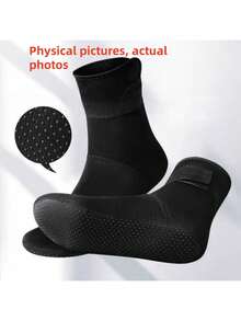 1 Pair 3mm Neoprene Non-Slip Unisex Beach Surfing Socks, Surfing Diving Snorkeling Socks, Beach Essential, Beach Accessory, Pool Float - Black - View 13