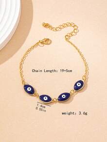 1pc Fashion Versatile Exquisite Premium Sense Design Evil Eye Chain Bracelet Suitable For Women's Daily Wear - Royal Blue - View 4
