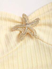 Solid Color Textured Jumpsuit With Tie Neck For Vacation, For Beach Party - Yellow - View 2
