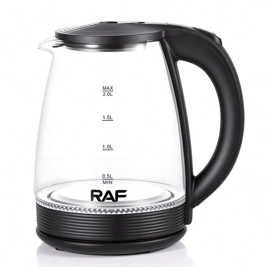 RAF Electric Glass Kettle, 2.0L, 800W, Fast Boil, Automatic Shut-Off, 360° Rotating Base, Overheat Protection - US A Type Plug(110-127V) - View 1