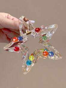 1pc Women Fashionable Sweet Women's Five-Pointed Star Claw. Comes With Claw Clip. The Color Of The Rhinestones Is Random. Summer Hair Accessories Vacay Hair Clips - Multicolor - View 8