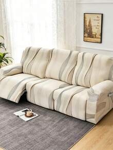 1 Set 4/6/8pcs Geometric Pattern Printed Recliner Cover Sofa Cover, Printed Recliner Cover, Elastic Sofa Cover Sofa Cover, Suitable For Living Room Office Home Decor - Champagne - View 9