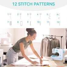 IAGREEA Multifunctional Portable Electric Sewing Machine: 12 Stitches, 2-Speed, DC Powered, Built-In Night Light, Overlock And Bobbin Winding, Suitable For Home DIY, Repair And Handicrafts | Ideal Gift For Birthday, Mother's Day And Holidays - Baby Blue - View 6