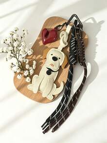Labrador Shaped Pendant Pu Keychain With Heart And Rope Decoration, Suitable For Women'S Handbag Decoration And Car Keychain Decoration, Day Gift - Multicolor - View 8