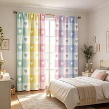 2 Stücke Regenbogen gestreifter Muster Vorhänge, Schlafzimmer Thermoisolationsvorhänge, Polyester Material maschinenwaschbar, geeignet für Schlafzimmer, Wohnzimmer, Küche Dekoration, Geburtstagsgeschenk, Apartment Balkon Vorhänge - Verschiedenfarbig - Übersicht 9