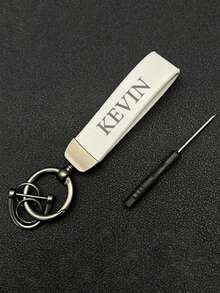 1pc Customized Men's High-End Creative Minimalist Car Hanging Keychain, Personalized Fashion Wristband Keychain, Retro Leather Keychain, Accessory, Spring Series - Multicolor - View 14