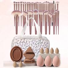Set Alat Rias 4PCS/50PCS Termasuk: 36 Kuas Rias + 1 Tas Kosmetik dan Perlengkapan Mandi Multifungsi Tahan Air dengan Resleting + 1 Alat Pembersih Kuas Rias + 6 Spons Rias Mini + 3 Puff Bedak Segitiga + 3 Spons Rias - MultiWarna - View 13