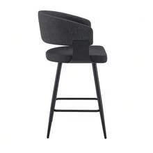 Modern Upholstered Dining Chair With Backrest And Armrests, Minimalist Restaurant Chair For Home, Kitchen, Hotel, Showroom, Mid-Century Style - 黑色 - 查看 7