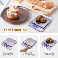 1pc Baking Scale Jewelry Scale Kitchen Electronic Scale, Small Electronic Kitchen Scale, Precision Weighing G/Oz Switch Tare Portable Battery Powered With Tray, ABS Body Stainless Steel Tray LCD Display Auto Shut-Off Battery Not Included, 3kg 0.1g Accuracy, Kitchen Cooking Baking Sourdough Jewelry Weighing Diet Tracking Coffee - Silver - View 3