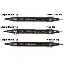 3pcs/Set Dual-Tip Calligraphy Pens, 4 Different Tip Sizes (Extra Fine/Fine/Medium/Bold), Black Ink Marker Pens, Suitable For Calligraphy, Hand Lettering, Drawing, Bullet Journaling, Signing And Artistic Writing - Dual-tip - View 9