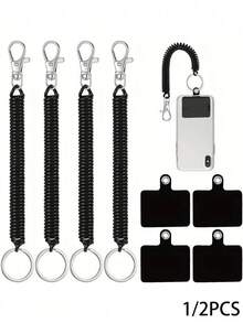 1/2pcs Phone Lanyard Set - Elastic Wrist Strap, And Reliable - Anti-Theft Phone Fixing Strap, Suitable For Hiking, Skiing, Climbing - White - Compatible With Most Smartphones - Black and White - View 1