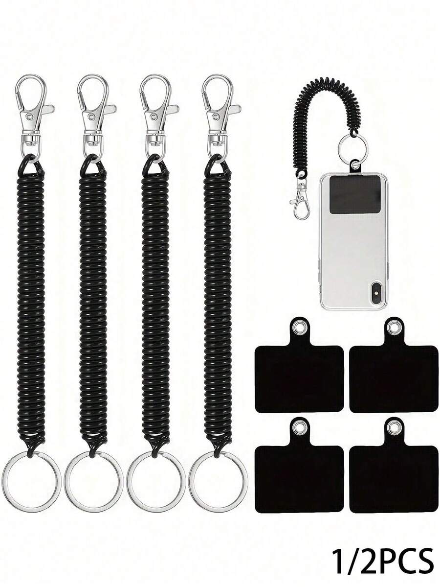1/2pcs Phone Lanyard Set - Elastic Wrist Strap, And Reliable - Anti-Theft Phone Fixing Strap, Suitable For Hiking, Skiing, Climbing - White - Compatible With Most Smartphones - Black and White - View 1