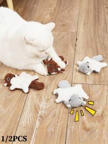 Squirrel Plush Doll With Sound Box - Super Soft Cat And Dog Plush Doll, Interactive Chew Doll, Relieves Boredom, Cute Gift For Pet Lovers (1/2 Pack) - Multicolor - View 2