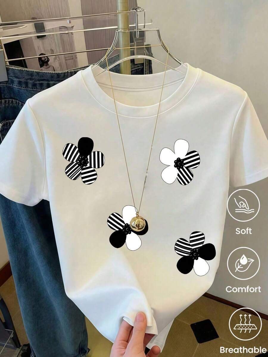 180 g de peso, fabricada en México. Nueva camiseta de manga corta para parejas, de primavera/verano, con estampado, diseño unisex, ideal tanto para el trabajo como para ocasiones informales. - Blanco - Ver 1