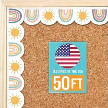 Bordes de tablero de anuncios de 50 pies, bordes de aula para decoracin de tablones de anuncios, artculos imprescindibles para el hogar y la oficina, decoracin de fiestas de eventos de regreso a la - Blanco, colorido - Ver 1