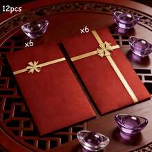 6/12pcs High-Quality Red Envelopes With Popular Gold Butterfly Ribbon Pattern, Suitable For Lunar New Year, Birthday, Wedding, Valentine's Day, Party Gift Bags, Cash Envelopes - View 11