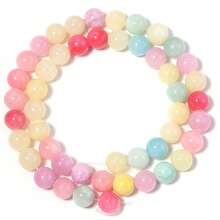 1 Strand Candy Colorful Beige Jade Round Beads (Approx. 30-90pcs) Green Jade Loose Beads For Handmade DIY Bracelet Necklace Jewelry Making - Candy Beads - View 9