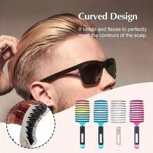Juego de peine rizador y garra desenredante de doble propósito, diseñado para cabello rizado, diseño rosa colorido, apto para uso en seco y húmedo, el diseño curvo proporciona ventilación y función de masaje - Multicolor - Ver 3