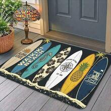 1pc Door Mat Tropical Beach Style Entrance Rug Flannel Material Thick Plush - 0.4inch Sponge Thickness Unique Surfboard Design Suitable For Doorways, Bathroom, Kitchen, Toilet, Bedroom, Indoor And Outdoor, Farmhouse, Patio, Laundry Room, Courtyard De - 彩色 - 查看 1