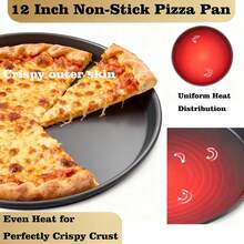 1pc 10/12 Inch Black Carbon Steel Round Pizza Baking Pan,Non-Stick Round Baking Tray,Suitable For Home And Commercial Baking,Cake Mold,Pizza,Fruit Mousse,Desserts,Tarts,Various Festivals,Party,Restaurant,Hotel,Birthday Gifts,Oven Use Only - Black - View 2