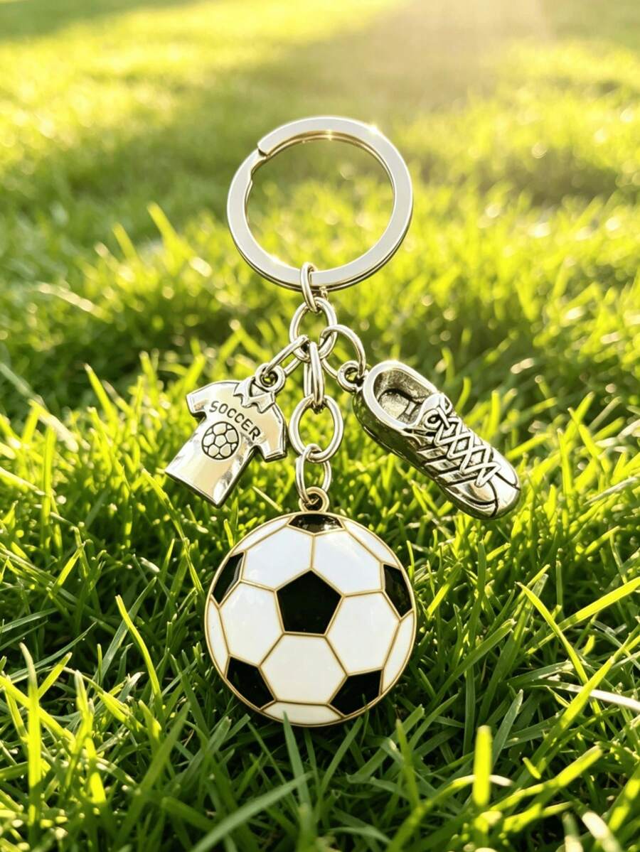 1-2 Football Pendants, Mini Commemorative Accessories For Fans, Bag Charms, Car Keychains, Creative Gifts. - Silver - View 1