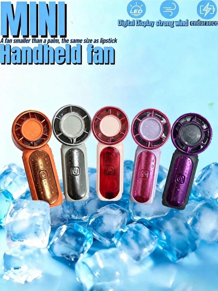 1個迷你手持風扇附LED顯示螢幕，40,000 RPM，USB充電，冷卻裝置，適用於戶外、學校、辦公室、通勤、露營、野餐、海灘、度假、旅行、運動、日常使用，渦輪風扇，夏季必需品，夏季禮物