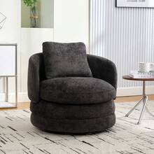 30" Living Room Rotating Decorative Chair(1PC), 360 ° Rotatable Bucket Shaped Sofa Chair, Chenille Armchair,Extra Super Soft Pillows As A Gift,Ergonomic Design,Suitable For Various Scenarios Such As Living Rooms, Bedrooms, Balconies, Etc - 深灰色-可旋轉裝飾椅+抱枕-雪尼爾 - 查看 7