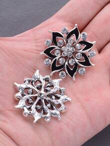 3pcs Vintage Floral Hollow Oil Drop Craft Rhinestone Metal Large Buttons, Suitable For Coats, Sweaters, Suits, Uniforms, Dresses, DIY Hair Accessories, Bags, Gift Boxes, Jewelry Accessories - Multicolor - View 6