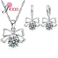 925 Sterling Silver Plating Necklace And Earring Set With Cubic Zirconia, Cross, Heart And Butterfly Design, Fashion Jewelry For Women. - 34401 - 查看 1