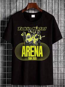 Men's Rock Style T Shirt Tokyo Hotel Arena Tour2026Pattern Printing Summer Casual Wear Suitable For Music Lovers And Rock Fans - 黑色 - 查看 1