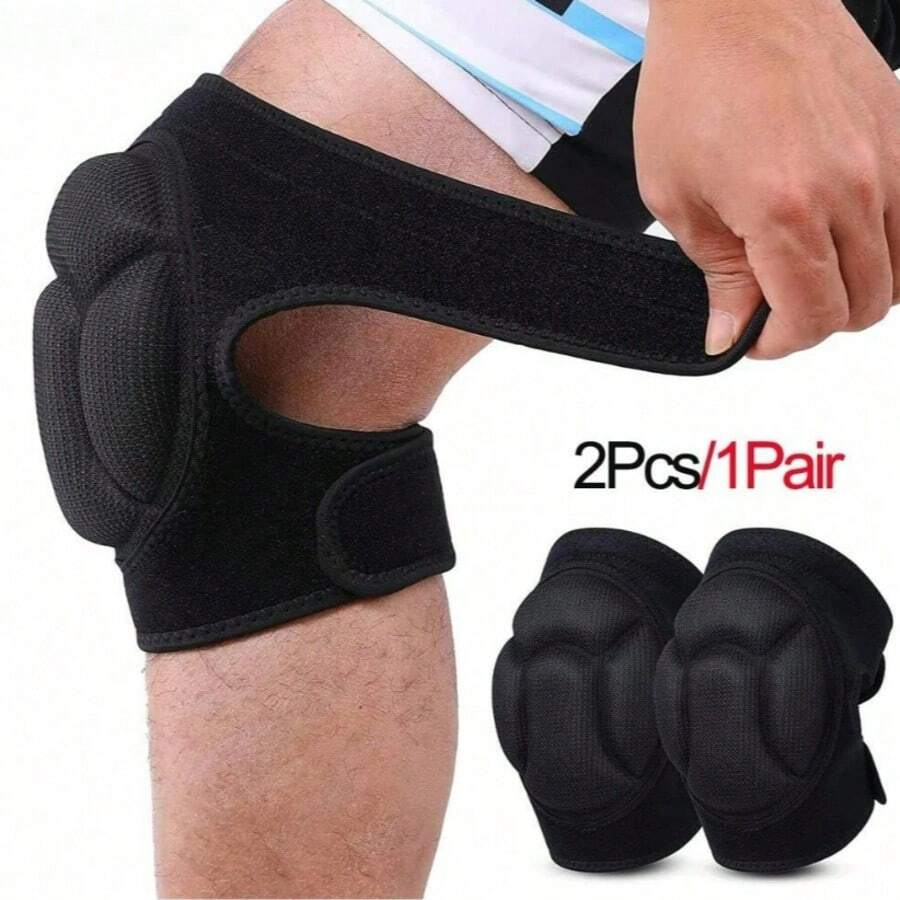 2pcs Shock-Absorbing Foam Knee Pads, Anti-Slip Design, Suitable For Football, Basketball, Volleyball, Ice Skating, Dance, Kneeling Protection, Fitness And Roller Skating (Actual Product Is Shown In Figure 9, Due To Production Batch Issues, It Does Not Affect Use, 1pc Specification Available, Please Order 2pcs For A Pair)
