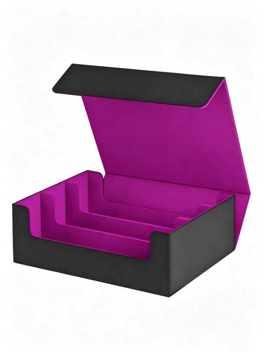 1pc Large Capacity Card Box Holds 1800 Cards For Tabletop Games, Sports Cards, PTCG Decks, With Dividers + Color Cards - Multicolor - View 1
