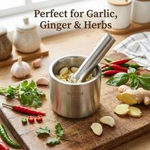 Steel Garlic Mortar And Pestle-Manual Crusher & Grinder For Herbs & Spices - Multicolor - View 6
