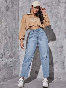 Jeans de cintura alta estilo mom fit - Lavado ligero 4 - Ver 1
