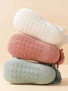 4 Pairs/1 Pair Girls' Ruched Socks, Cute Grippy Non-Slip Toddler Socks With Ruffle Trim, Suitable For 0-3 Years Old Babies - Multicolor - View 5