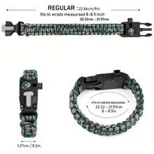 Pulsera trenzada de paracord para exteriores, pulsera de supervivencia multifuncional 5 en 1 con brújula de paracord - Multicolor - Ver 6