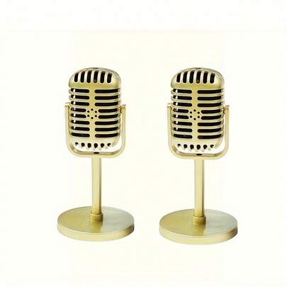 2 chiếc đạo cụ micro phong cách vintage, đồ trang trí mô phỏng bằng nhựa, phù hợp cho nhà, quán bar, tiệc, cảnh chụp ảnh - không cần điện, không thiết kế lông vũ, trang trí lý tưởng cho đám cưới, sinh nhật, Halloween, Giáng sinh, Năm mới, Lễ Tình nhân và các sự kiện tiệc lễ hội khác