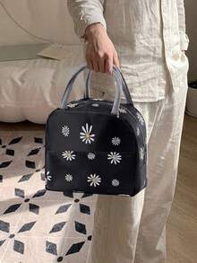Bolsa Térmica Reutilizável e Portátil com Estampa de Margarida, Revestimento de Folha de Alumínio, Adequada para Escola e Atividades ao Ar Livre - Multicolorido - Visão 3