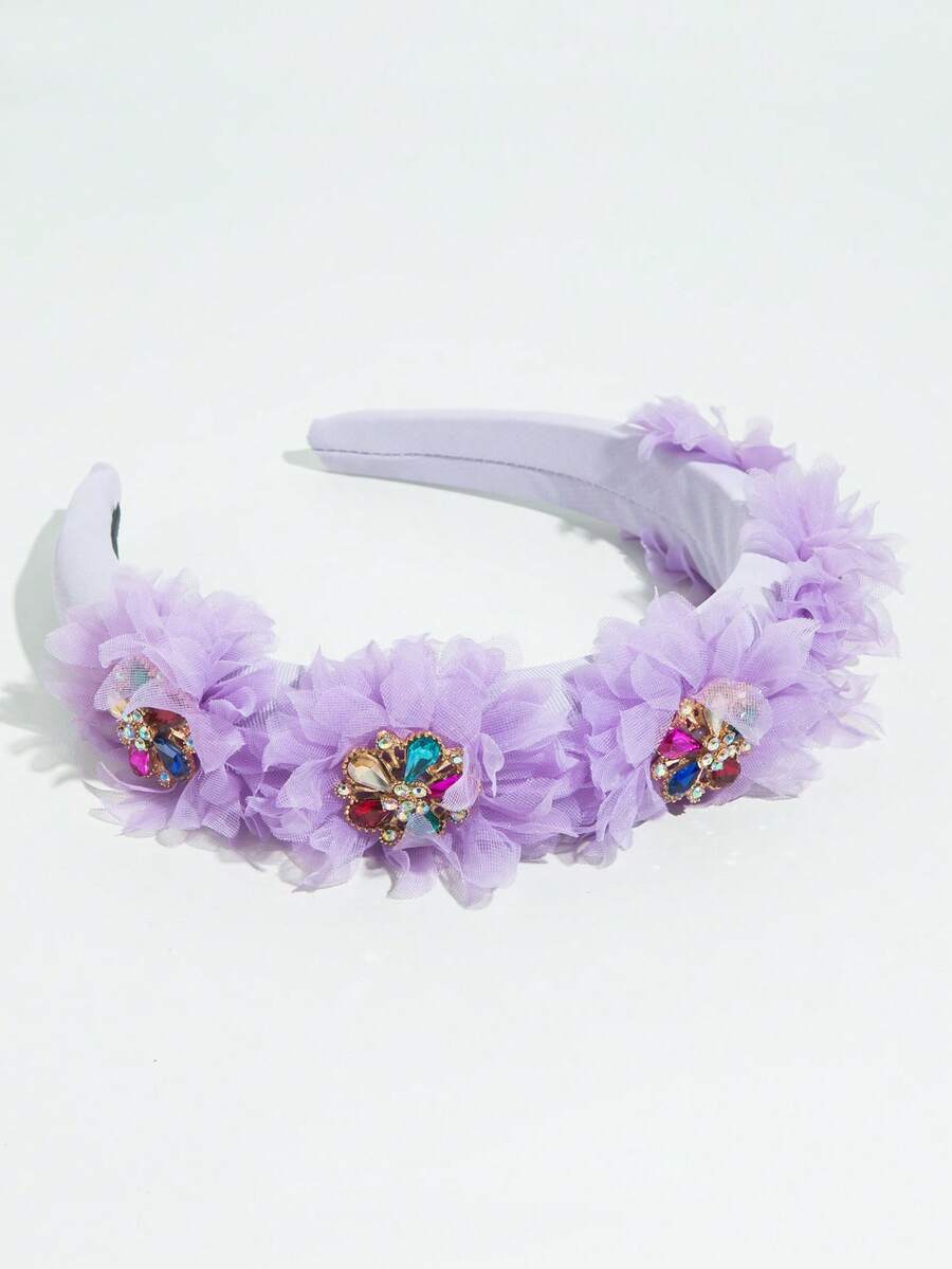 1pc Floral Decorated Girls Headband - FG267 Purple - View 1