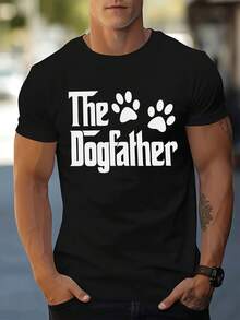 Unisex T-Shirt, Men's Graphic Tee With Dog Paw Print - Lightweight, Breathable, Wrinkle-Resistant, Short-Sleeved, Suitable For Casual Wear - Outdoor Clothing - 黑色 - 查看 1
