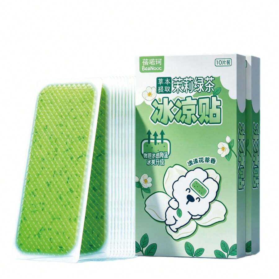 2026 Viral Water Gel Cooling Patch, Physical Temperature Reducing Ice Pad For Summer Heat & Military Training, Fast-Acting Cooling Patch For Heat Relief - Jasmine Green Tea Ice Patches (120*50mm) [10 Patches/box] - View 1